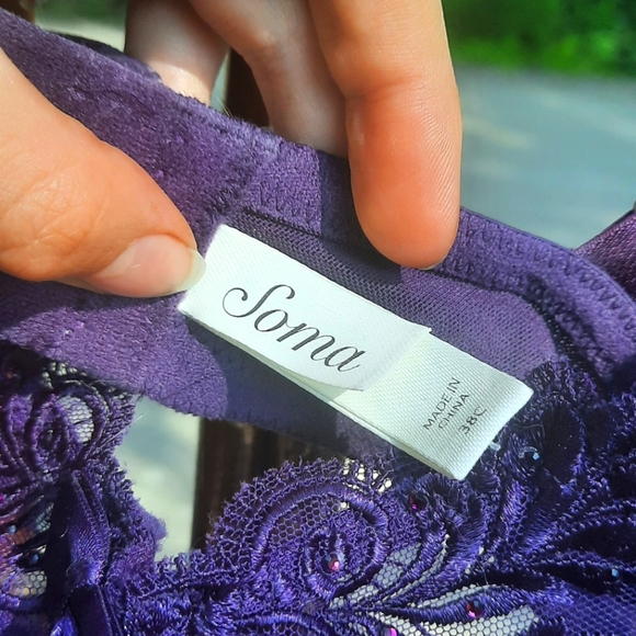 🌟3/50 Soma Purple Lace Sexy Sheer Bra - Picture 10 of 10